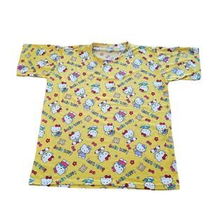 Hello kitty juniors yellow multicolor pajama top fits Sz L